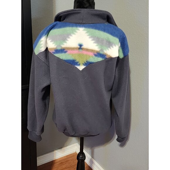 Vintage BI Gear Pullover Fleece Sweater Colorful Geometric Shoulder  Medium - Picture 4 of 8